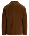 Mens Brown Topstitched Patch Pocket Suede Sport Coat back full view