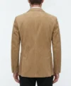 Mens Camel Beige Slim Fit Notch Lapel Suede Sport Coat back