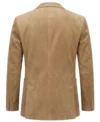 Mens Camel Beige Slim Fit Notch Lapel Suede Sport Coat back full view