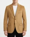 Mens Camel Brown Two Button Suede Blazer Sport Coat