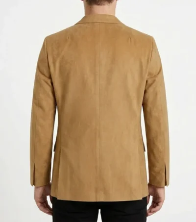 Mens Camel Brown Two Button Suede Blazer Sport Coat back