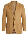 Mens Camel Brown Two Button Suede Blazer Sport Coat front