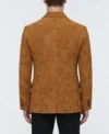 Mens Caramel Brown Multi Pocket Suede Blazer Sport Coat back