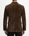 Mens Dark Brown Two Button Suede Blazer Sport Coat back