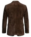 Mens Dark Brown Two Button Suede Blazer Sport Coat back full view