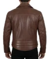 Mens Distressed Brown Quilted Biker Leather Jacket back view