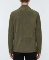 Mens Olive Green Western Yoke Suede Blazer Sport Coat back