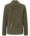 Mens Olive Green Western Yoke Suede Blazer Sport Coat back full view