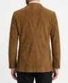 Mens Tan Brown Classic Two Button Patch Pocket Suede Blazer back