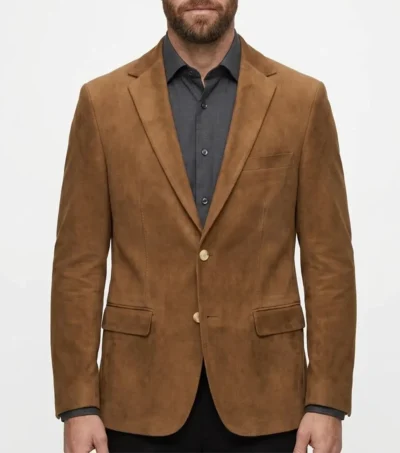 Mens Tobacco Brown Heritage Suede Blazer