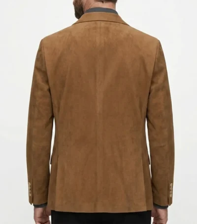 Mens Tobacco Brown Heritage Suede Blazer back view