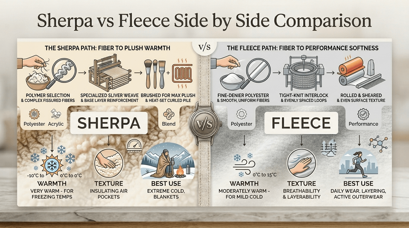 Sherpa vs Fleece Side by Side Comparison