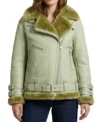 Womens Mint Green B3 RAF Aviator Shearling Leather Jacket