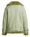 Womens Mint Green B3 RAF Aviator Shearling Leather Jacket back