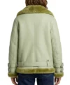 Womens Mint Green B3 RAF Aviator Shearling Leather Jacket back full view