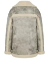 Womens White Distressed Shearling Aviator Leather Jacket back