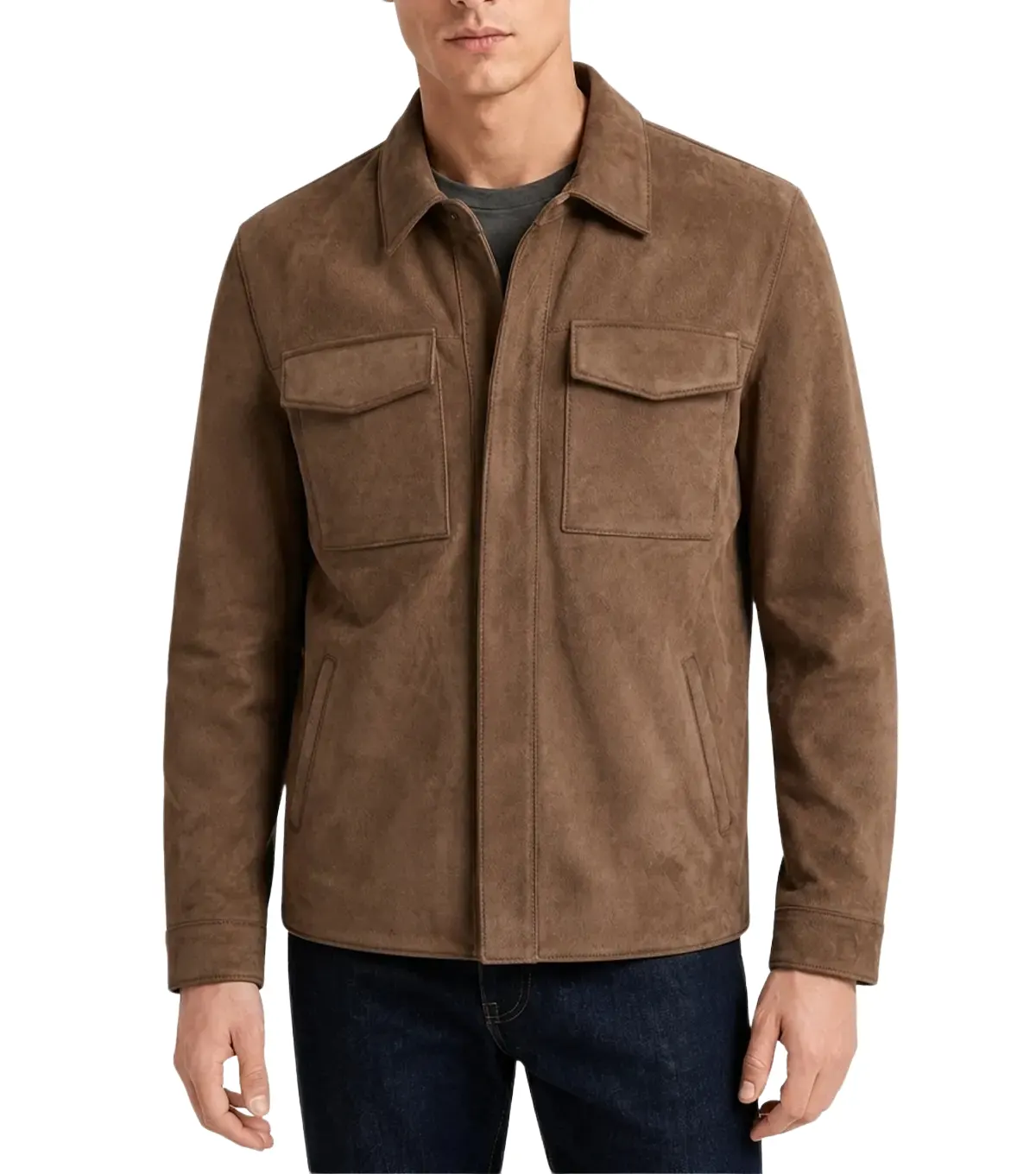 Classic Mens Brown Suede Shacket