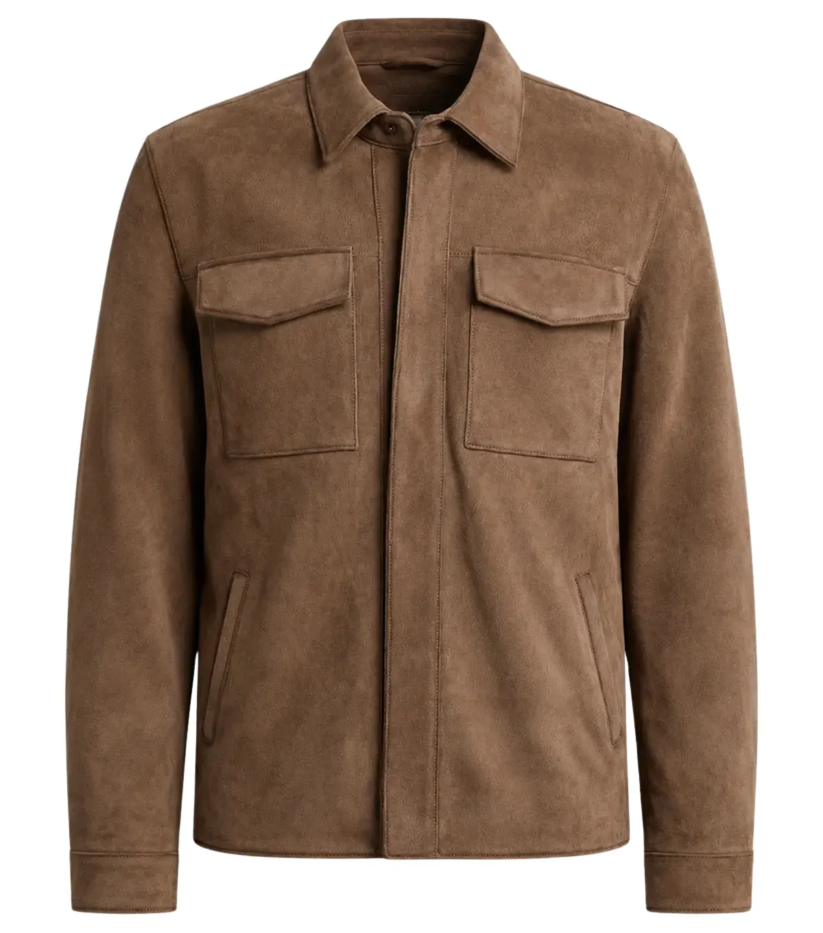 Classic Mens Brown Suede Shacket front