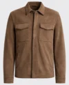 Classic Mens Brown Suede Shacket front