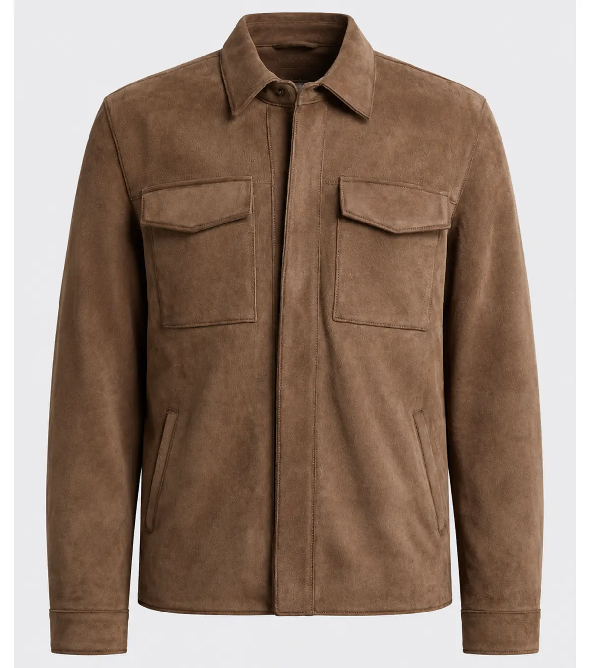 Classic Mens Brown Suede Shacket front