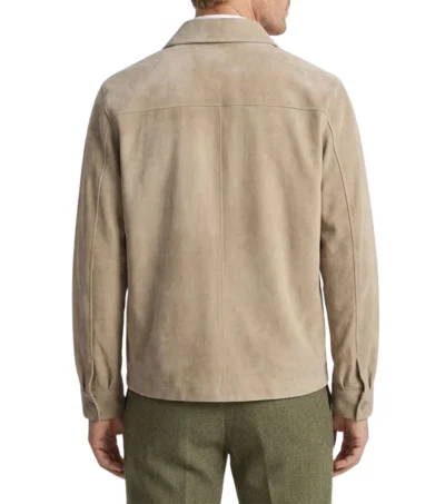 Mens Beige Suede Shirt Jacket back