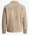 Mens Beige Suede Shirt Jacket back view