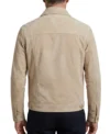 Mens Beige Trucker Style Suede Shirt Jacket back