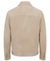 Mens Beige Trucker Style Suede Shirt Jacket back view