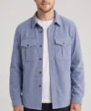 Mens Blue Suede Overshirt Jacket