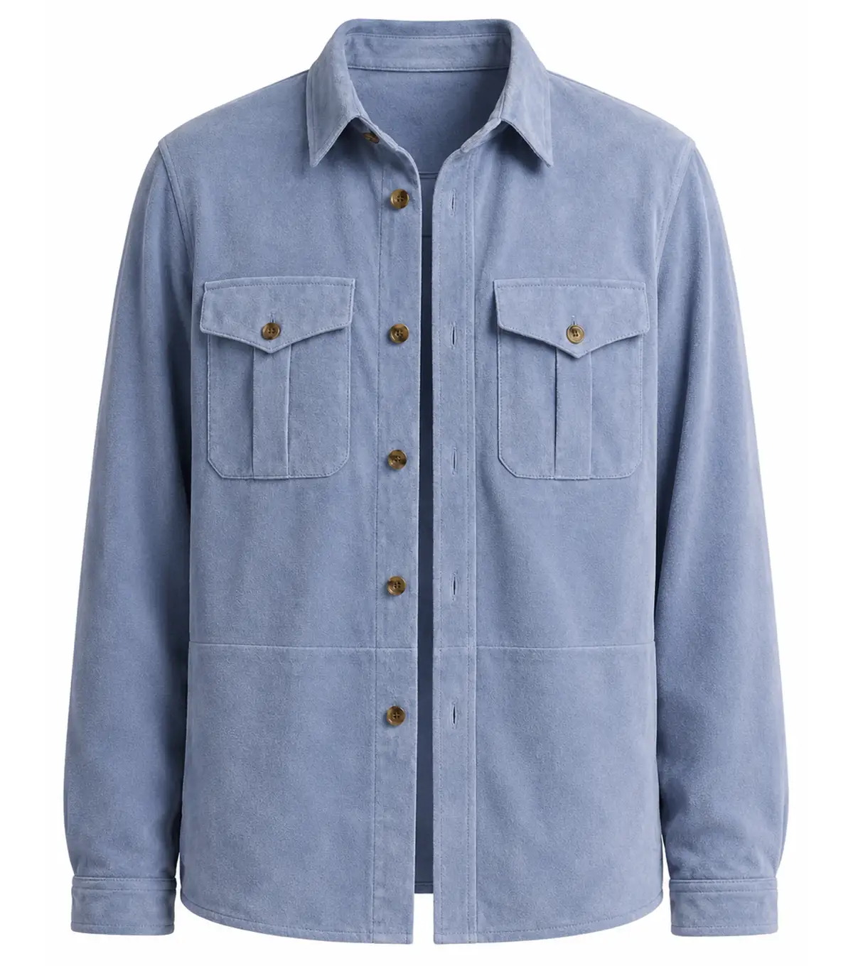 Mens Blue Suede Overshirt Jacket front