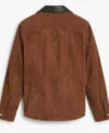 Mens Brown Suede Leather Collar Shirt Jacket back
