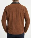 Mens Brown Suede Leather Collar Shirt Jacket back view