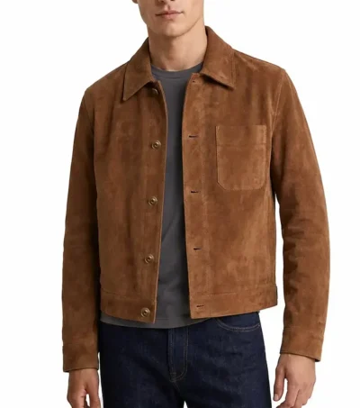 Mens Brown Suede Shirt Jacket