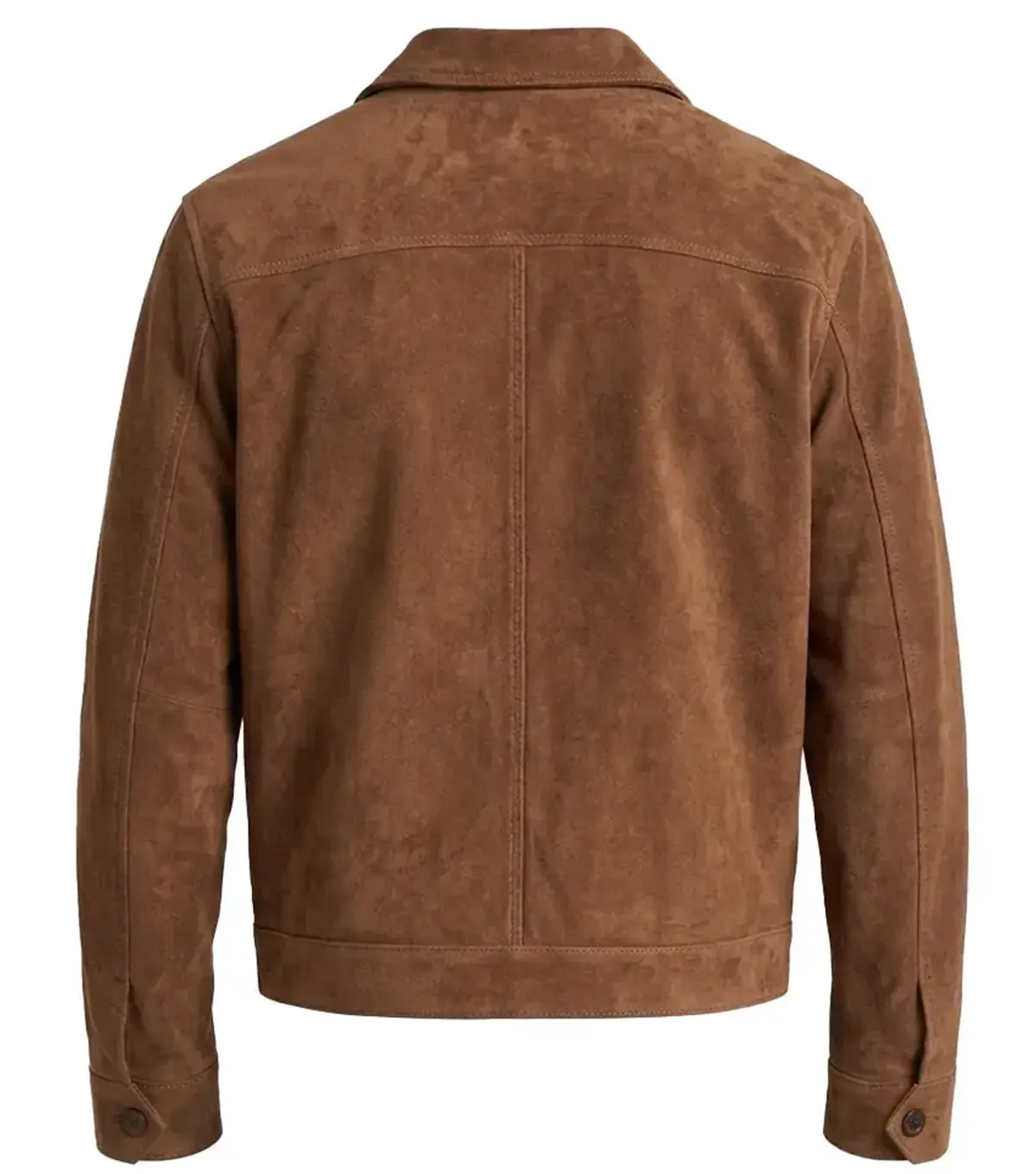 Mens Brown Suede Shirt Jacket BACK FULL VIEW