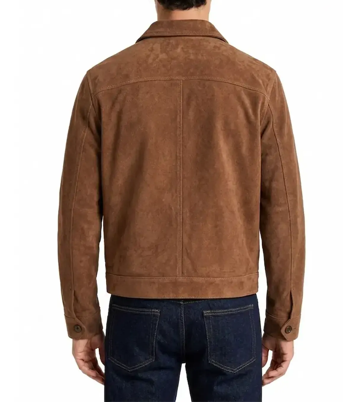 Mens Brown Suede Shirt Jacket BACK