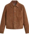Mens Brown Suede Shirt Jacket front