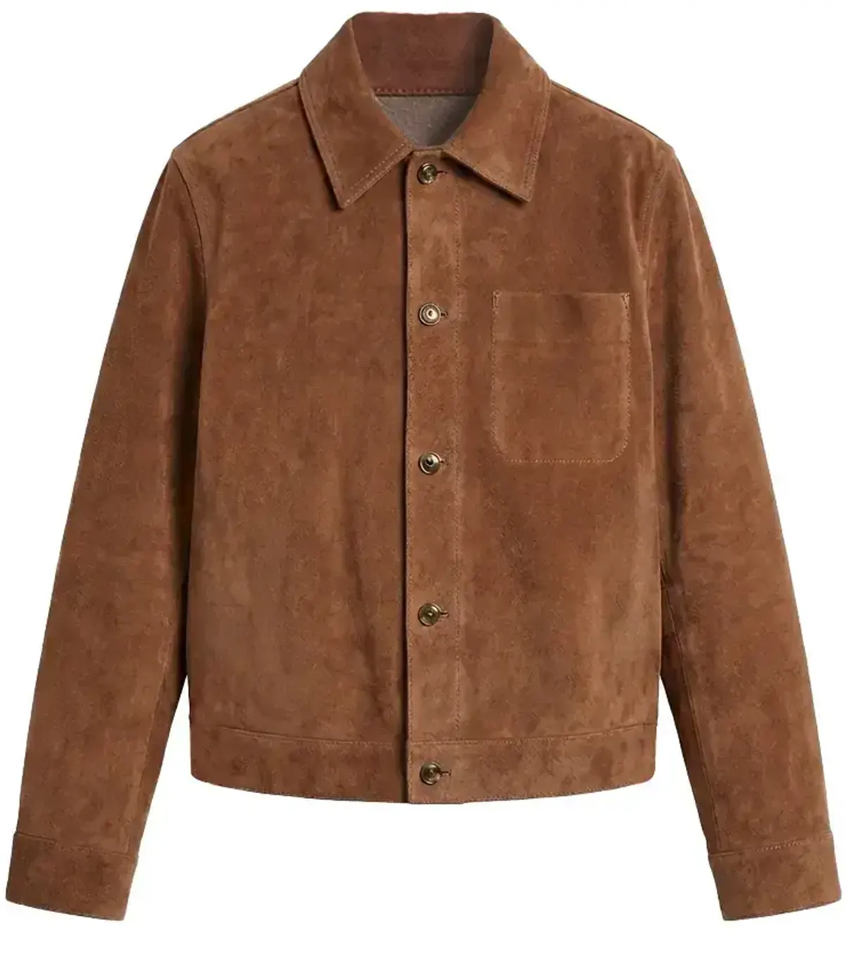 Mens Brown Suede Shirt Jacket front