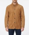 Mens Camel Brown Coat Suede Shirt Jacket