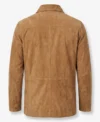 Mens Camel Brown Coat Suede Shirt Jacket back view