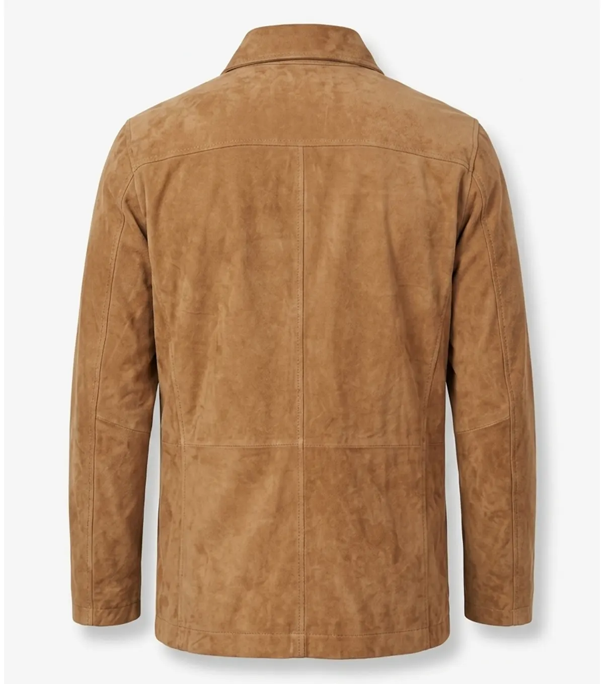Mens Camel Brown Coat Suede Shirt Jacket back view