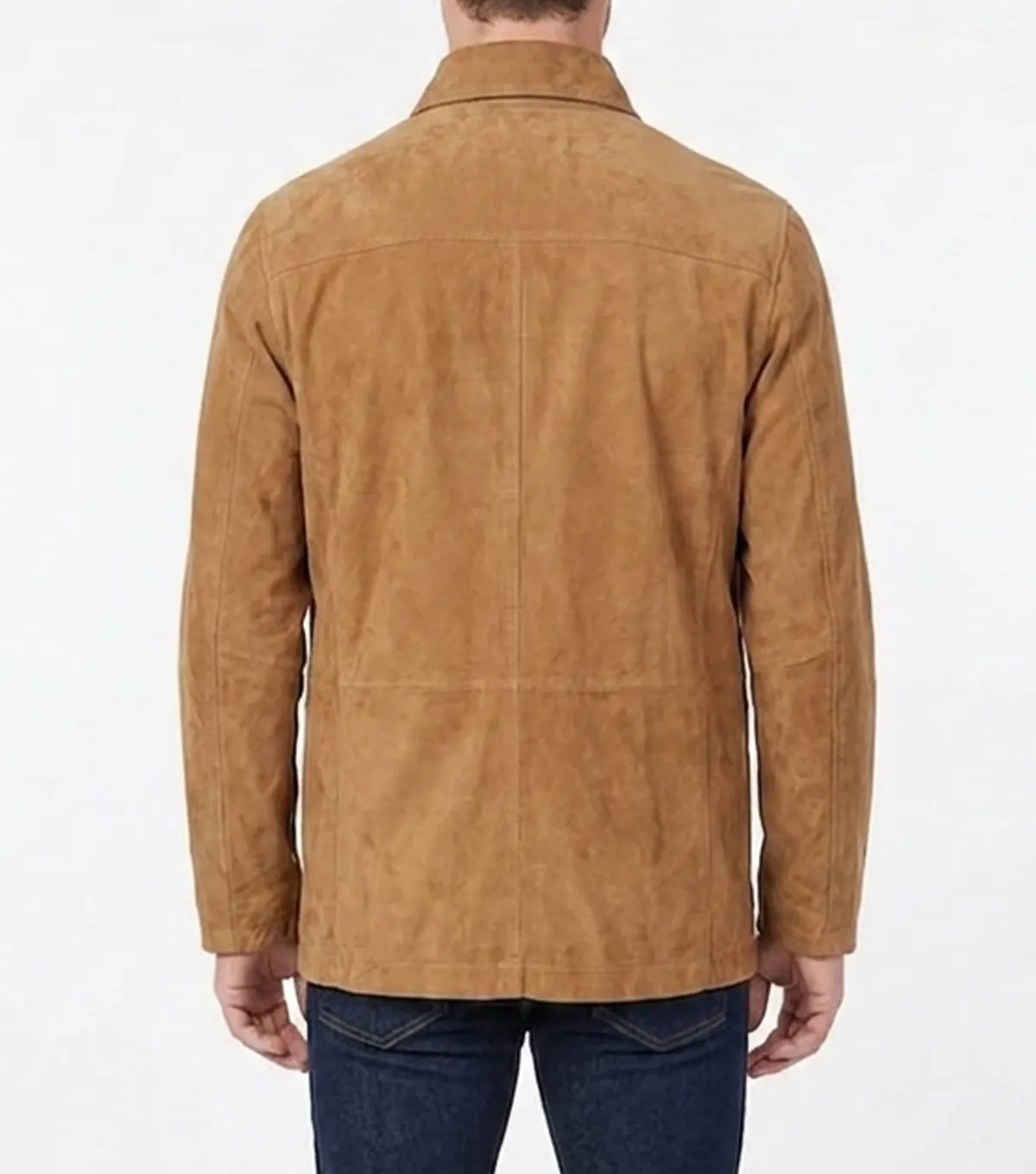 Mens Camel Brown Coat Suede Shirt Jacket back