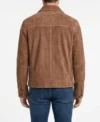Mens Cognac Brown Zip Suede Shirt Jacket back