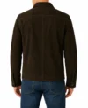 Mens Dark Green Military Suede Shirt Jacket back