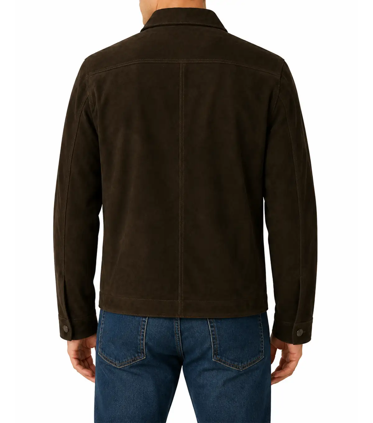 Mens Dark Green Military Suede Shirt Jacket back