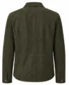 Mens Dark Olive Distressed Suede Shirt Jacket back