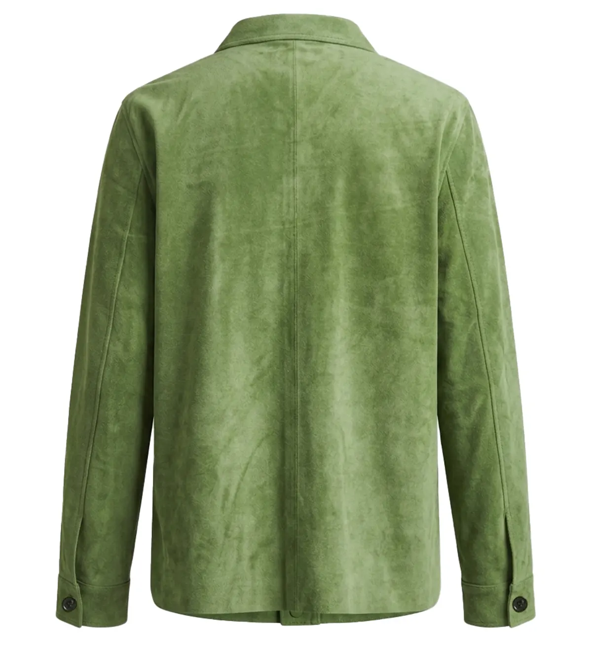 Mens Green Suede Overshirt Shirt Jacket back