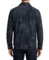 Mens Navy Blue Waxed Distressed Suede Shirt Jacket back