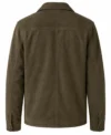 Mens Olive Green Military Suede Shirt Jacket back