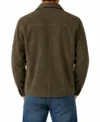 Mens Olive Green Military Suede Shirt Jacket back view