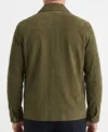 Mens Olive Suede Leather Shirt Jacket back